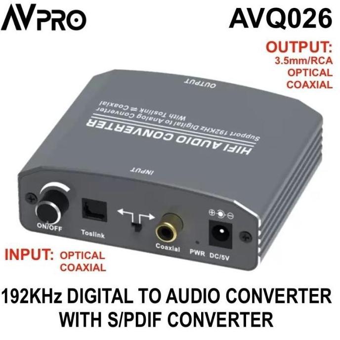 Promo AVPRO AVQ026 Digital to Analog Converter DAC 24/192khz SPDIF Converter Diskon