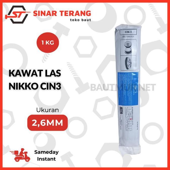 (1KG) Kawat Las Nikko Cin3 2.6mm x 300mm - Kawat las Besi Cor Ancuran