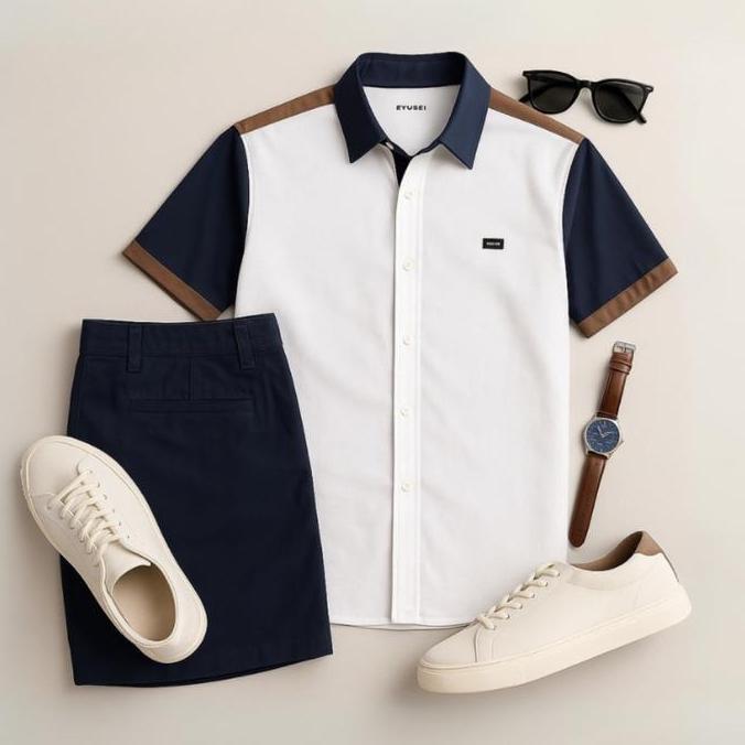 Termurah / Hot Sale Ryusei Kemeja Kerah Reguler Lengan Pendek Kasagi Cmb White