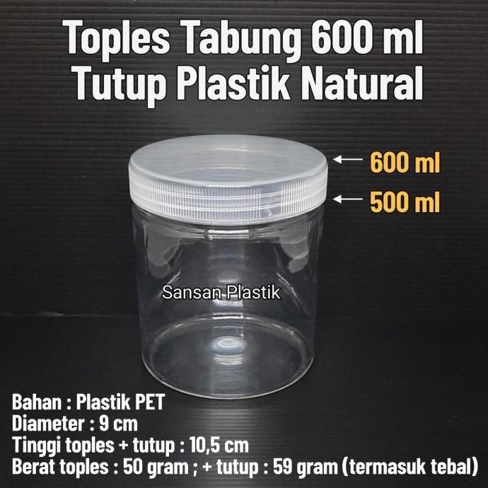 Toples Plastik 600ml /Toples tabung 600 ml