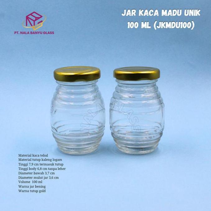JKMDU100 jar kaca madu 100ml / tempat madu/toples kaca madu/botol madu