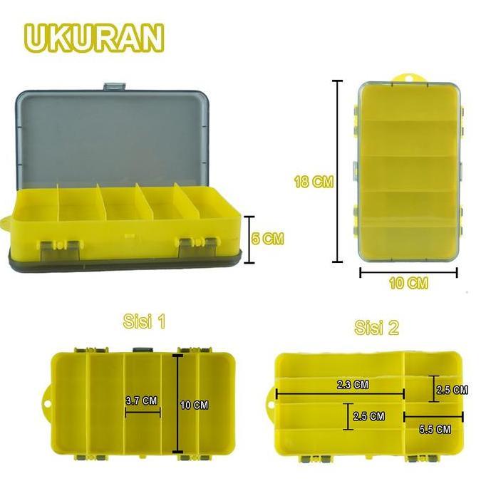 Box Alat Pancing  Box Kail Serbaguna Kompartemen Banyak Anti Air Kotak Umpan 2 Sisi Perlengkap Panci
