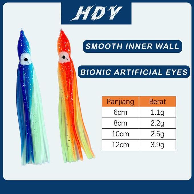 HDY 5pcs 10 Color Cumi Karet Super Star Umpan Pancing Softlure Octopus Cumi Karet 6cm/8cm/10cm/12cm 