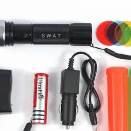 Senter Swat Police Led Flashlight 8008 Bisa Untuk Lalin / Lampu Senter Parkir Cas Charge Battery Rec
