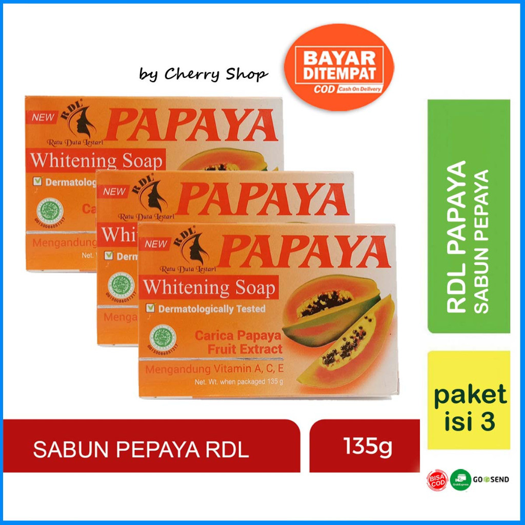 [Paket Isi 3] [Ori 100%] Sabun Rdl Papaya Whitening Original With Sunscreen Bpom 135Gr | Sabun Pepay