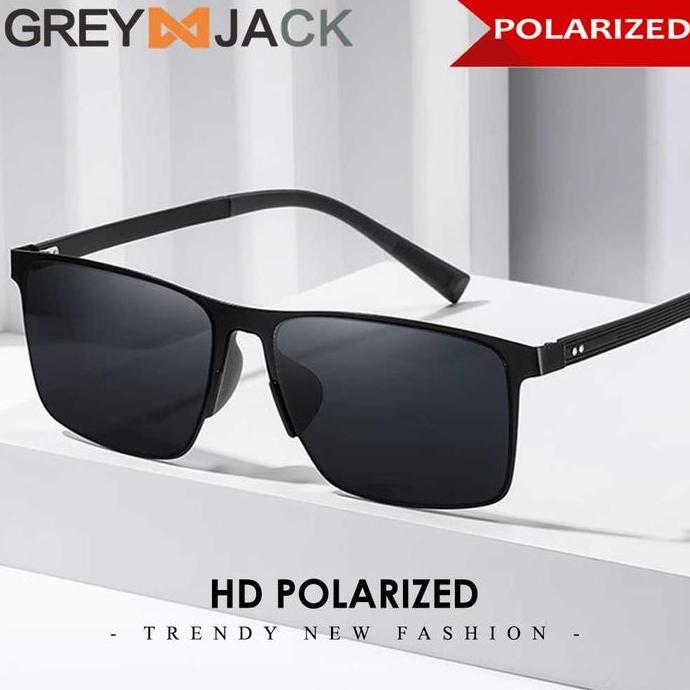 JALACA Grey Jack Kacamata Sunglasses Anti Silau UV400 Polarized Bahan Metal Ringan Fashion Pria Wani