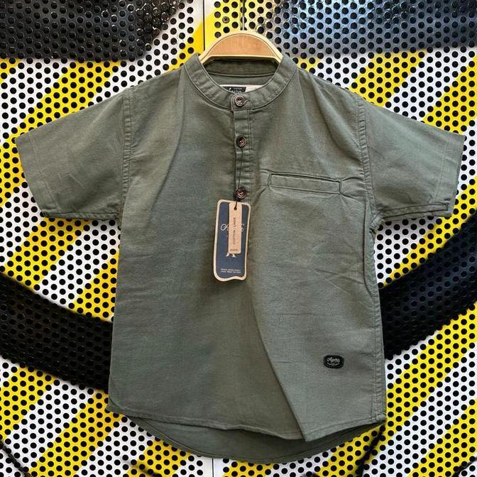 Baju Koko Pendek Anak By Agera Junior Lengan Pendek Sage Green Biru Tosca Muslim Kancing Nyaman