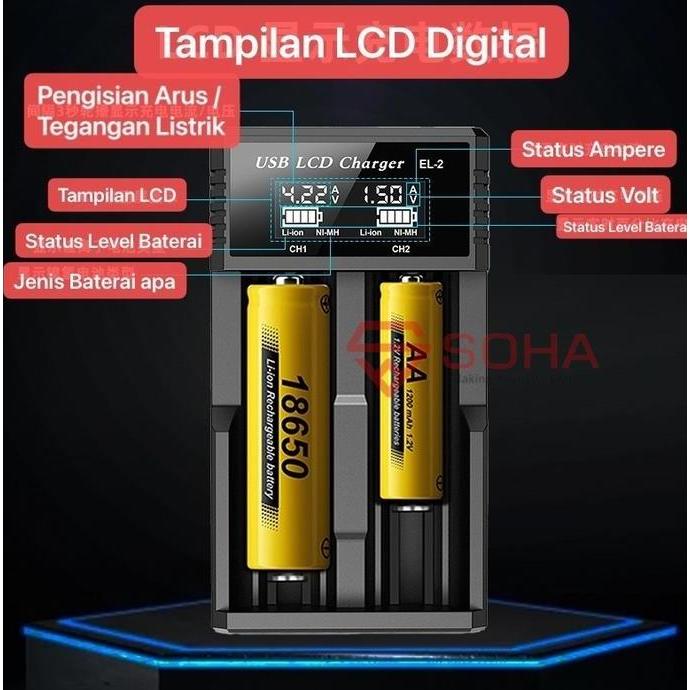 FESPATI10 - CHARGER BATERAI CAS BATERAI AAA AA 1865 INDIKATOR DIGITAL LED STATUS BATERAI VOLT AMPERE