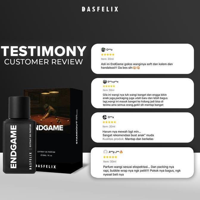 Dasfelix Endgame - Extrait de Parfum - Parfum Pria Tahan Lama - Aroma Manis Soft TEG