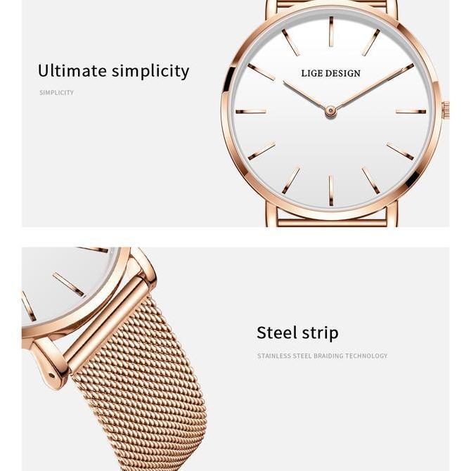 Sedia Lige Jam Tangan Wanita Elegan Fashion Sederhana Dial Ultra Tipis Tahan Air Jam Tangan Olahraga