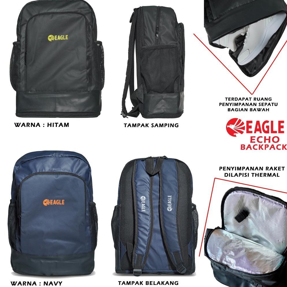 Tas Ransel Badminton Merk Eagle Echo Backpack Original Tas Ransel Raket Badminton Bahan Thermal