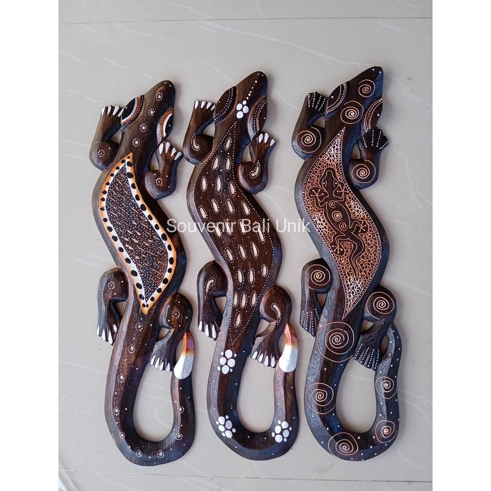 Dekorasi Tokek Cicak 50cm Kayu Hiasan Dinding Gecko Bali