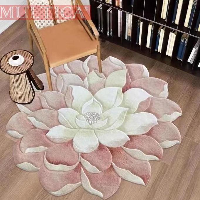 MULTICA Karpet Bulat Polyster Diameter 100Cm Dan 80Cm /Karpet Bulat Aestetik /Karpet Bulat Ruang Tam