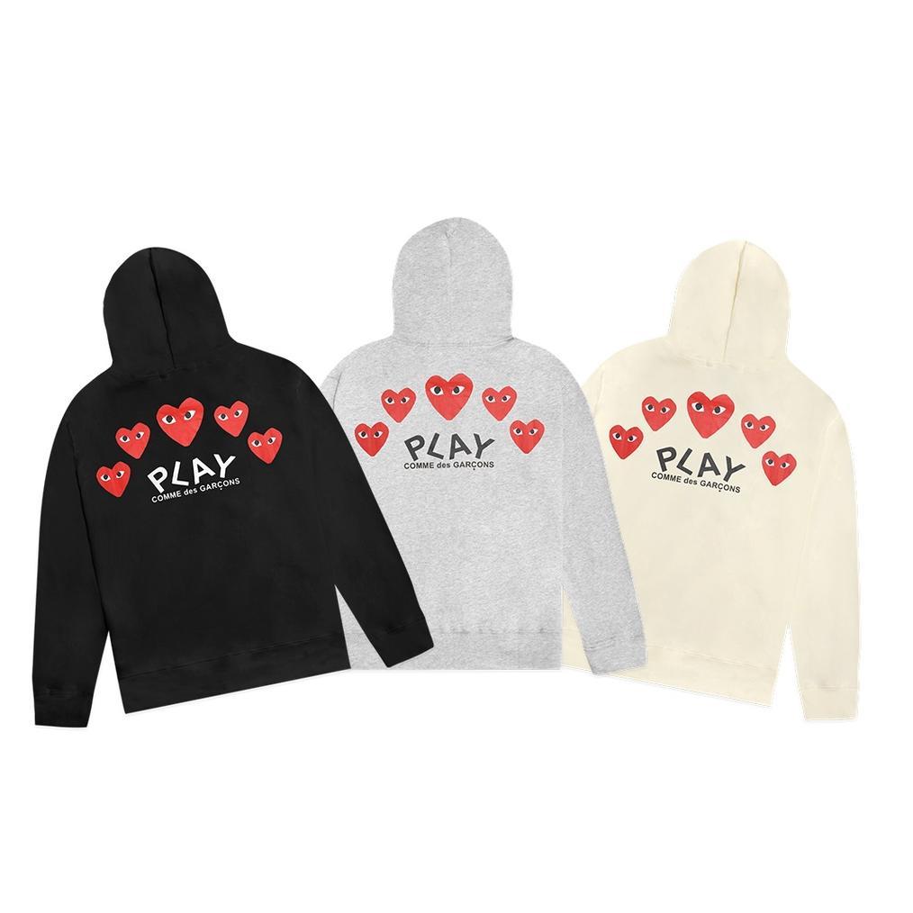 NEW CDG Play Five Heart Print Zip-Up Hoodie [terbaik][terlaris]