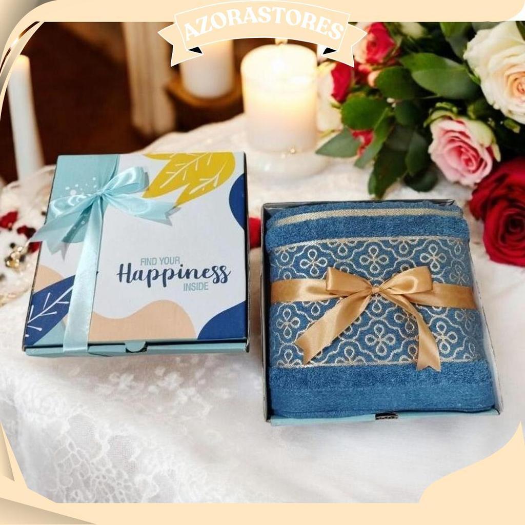 Hampers Handuk Box | Hampers Handuk Pernikahan Ukuran 70X140 | Hampers Handuk Couple Wedding Seserah