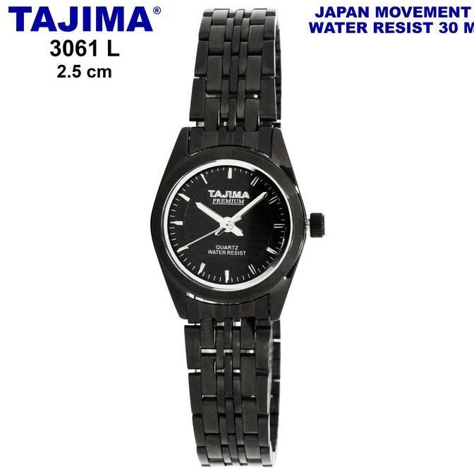 BL42 >> Jam Tangan Analog Wanita Tajima Premium 3061L Black Original Stainless Steel Water Resist 3 