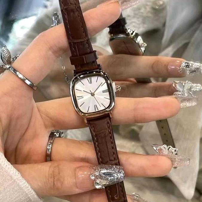 BL21 ~ Jam Tangan Kulit Cewek Kotak Elegant Simple Rmw Number