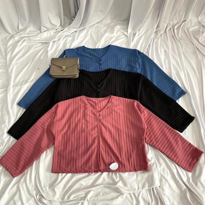 AI91 }} Lucy cardi / CLARISA KNIT CARDIGAN / OUTER RAJUT HORNET OVERSIZE baju crop Panjang Knitwear 