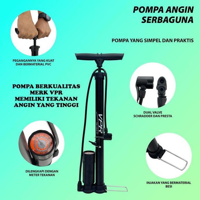 Pompa Angin Sepeda Motor  mobil Kompa Kumpo Sepedah Bola Tangan Standart Hitam/pompa Angin Tabung PO
