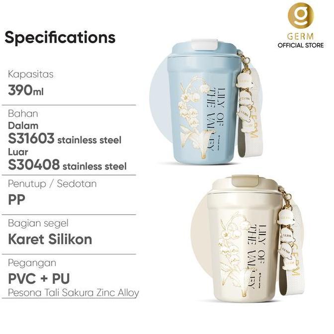 Saveme- Germ K32 Vacuum Termos Cup S31603 Baja Tahan Karat Portabel With Liontin Dekoratif 390Ml Can