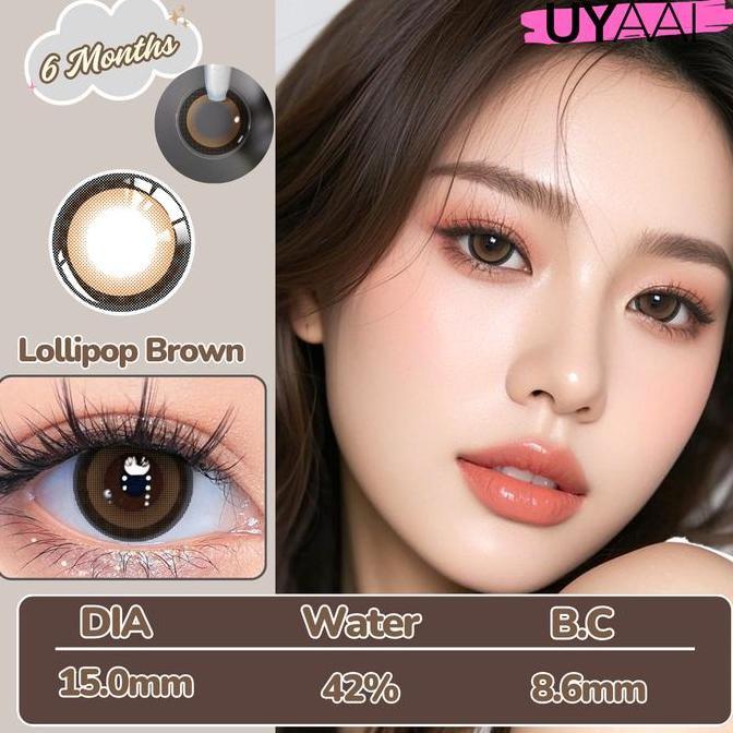 Eyex- [Cod][Minus 0.00S/D~6.00]Uyaai Softlens Diamonds /Lollipop Brown Black Lensa Kontak 15.0 Mm Bi