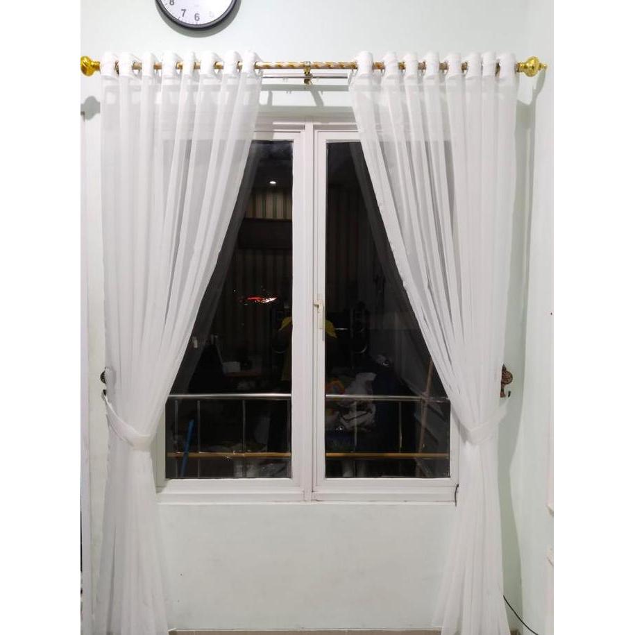 Terjangkau Kain Gorden Vitrase Polos Putih Transparan Jendela Pintu Puring