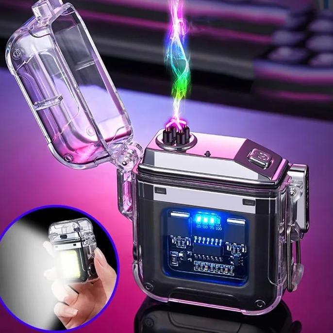 DOVLAND Waterproof Lighter Windproof Lighter Electric Flashlight Transparent P