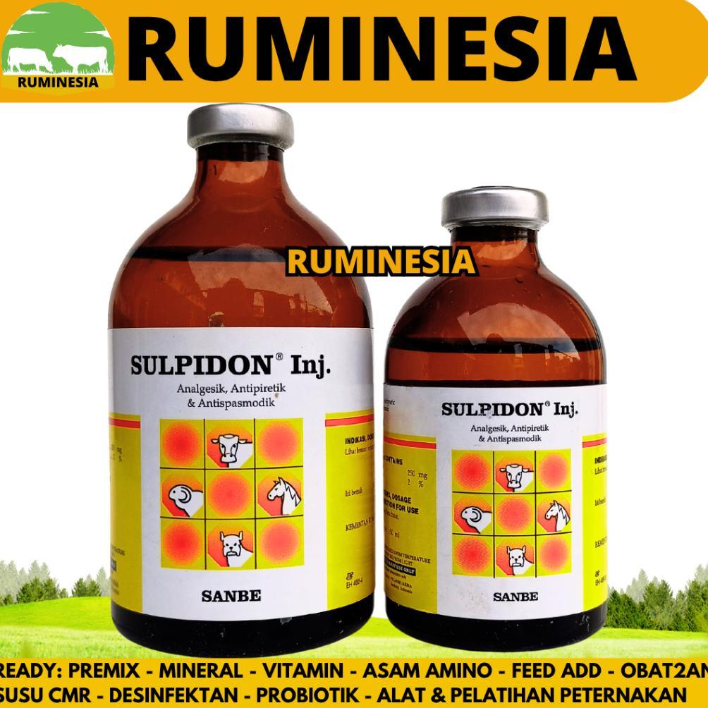 SULPIDON INJ 50ml SULPIDON 100ml - Obat Pereda Sakit Hewan Penurun Panas Demam Sapi