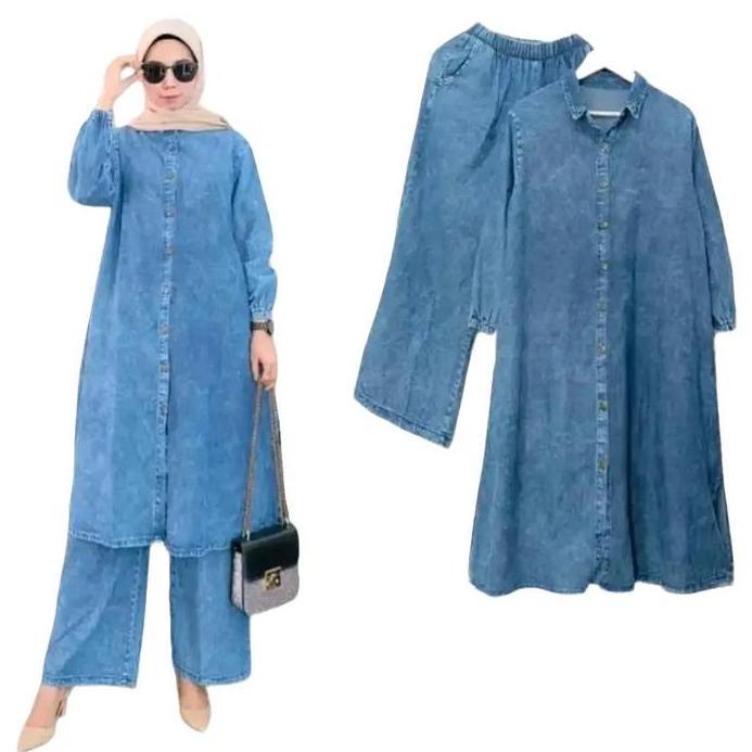 Jasmine Stelan Jeans Snow Tunik Celana Wanita Panjang Muslim Baju Kulot Pasti Promo