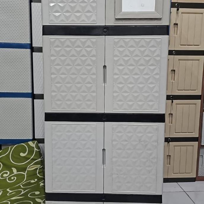 Lemari Plastik /Lemari Pakaian/ Plastik Susun 3 KACA dan KUNCI