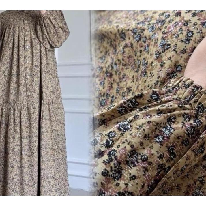 Midi Dress Rayon Twill Premium Terbaru 2025/Gamis Midi Wanita Dewasa Jumbo Busui Motif Bunga Kekinia