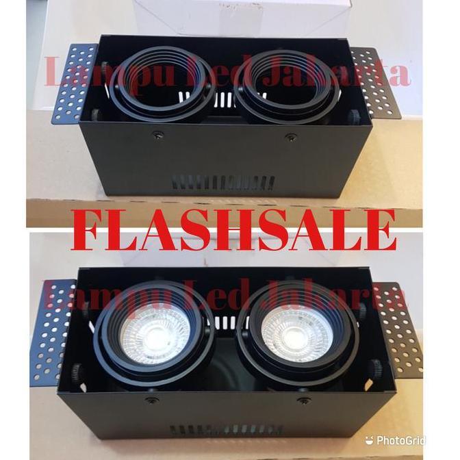 Kap lampu downlight 2gang mr16. Kap spotlight sorot 2 gang mr16 inbow. terlaris