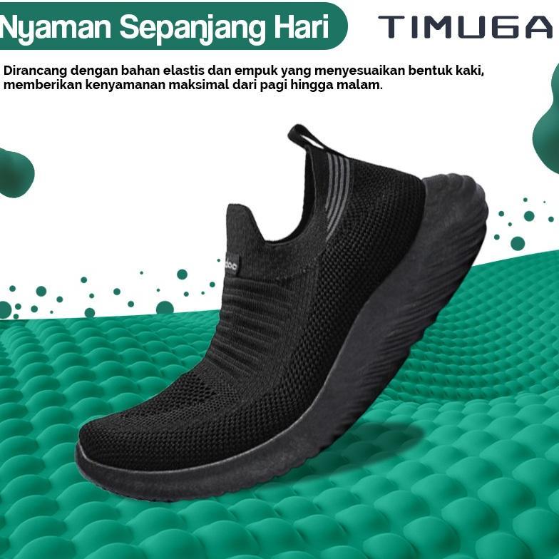 PROMO TIMUGA Sepatu Slip On Pria Full Hitam Sepatu Pria Tanpa Tali Outdoor  Sepatu Slop Olahraga MR1