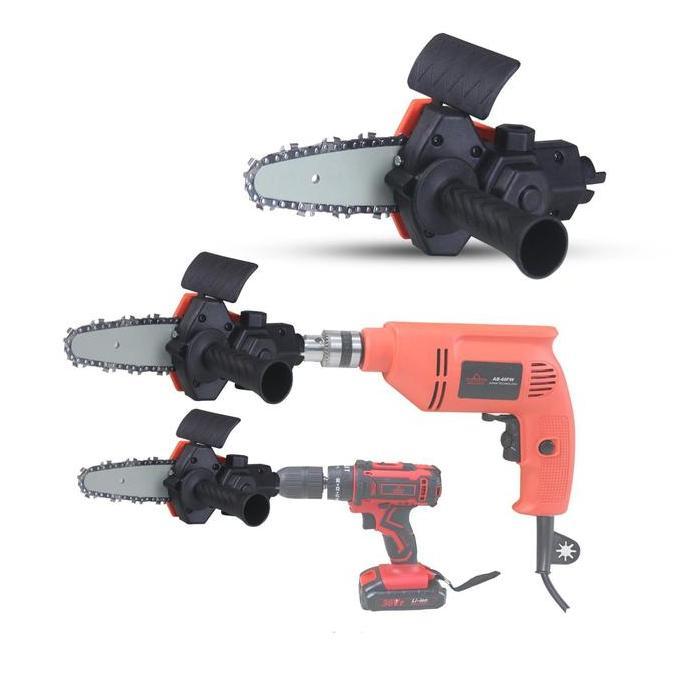 Adaptor Gergaji Mini Chainsaw Bor Listrik/Baterai dengan Rantai 4 Inci Batrai ready