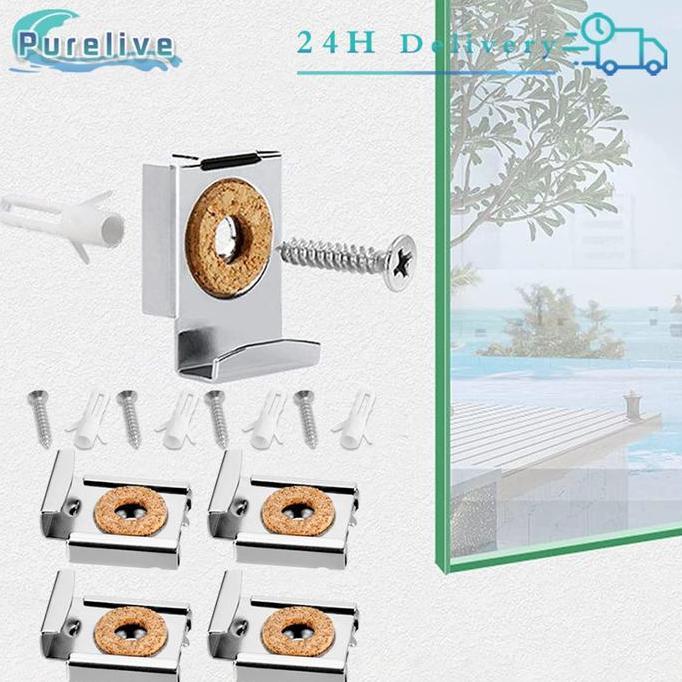 4Pcs Klem Kaca Cermin Dinding Jepitan Kaca Cermin Bracket Kaca Kamar Mandi