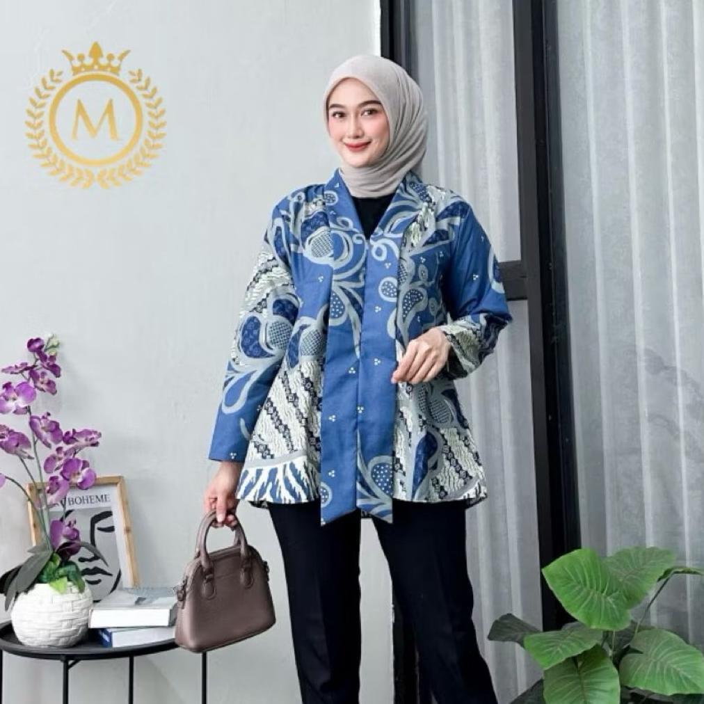 Premium Blus Batik Wanita Modern / Kebaya Batik Kantor M L Xl Xxl / Baju Batik Wanita Modern / Blus 