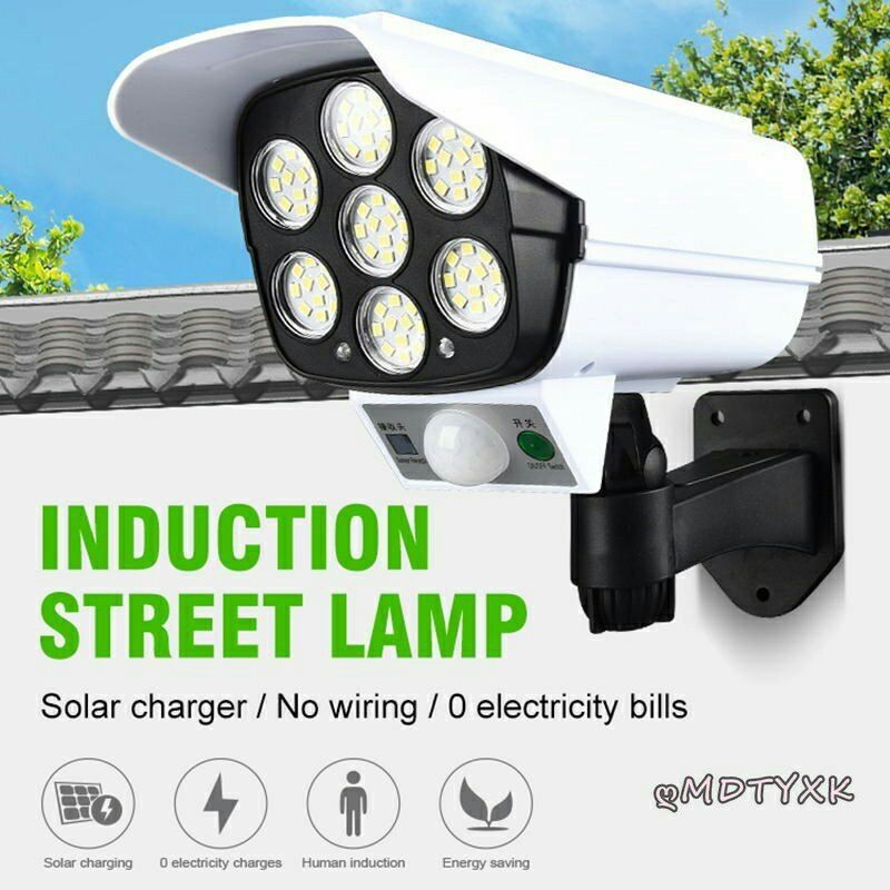 Lampu Sensor Gerak Surya + Lampu Seperti Kamera Cctv Dummy / Camera Dumi Solar Sorot 77/Lampu Solar 