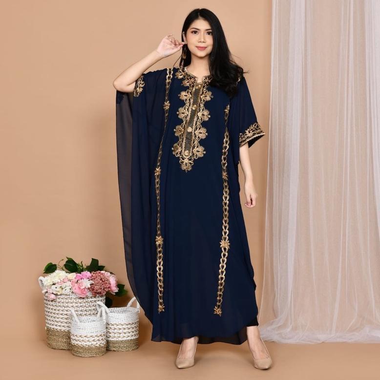 New Product Baju Kaftan Wanita Terbaru 2022 Lebaran Full Bordir Warna Hitam Putih Merah Maroon Untuk