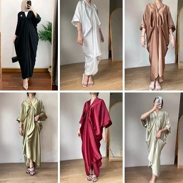 BestPromo Terbaru Gamis Kaftan Thania Satin Silk Premium Polos Remaja Lebaran Natal Imlek Murah Terl