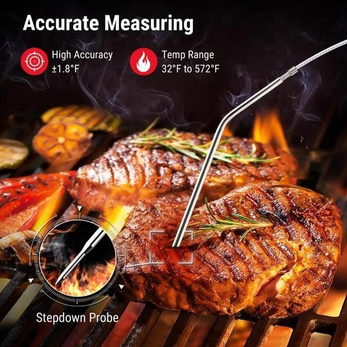 TERBARU - THERMOPRO TP07S 100m Wireless Thermometer & Remote f Meat BBQ w Timer