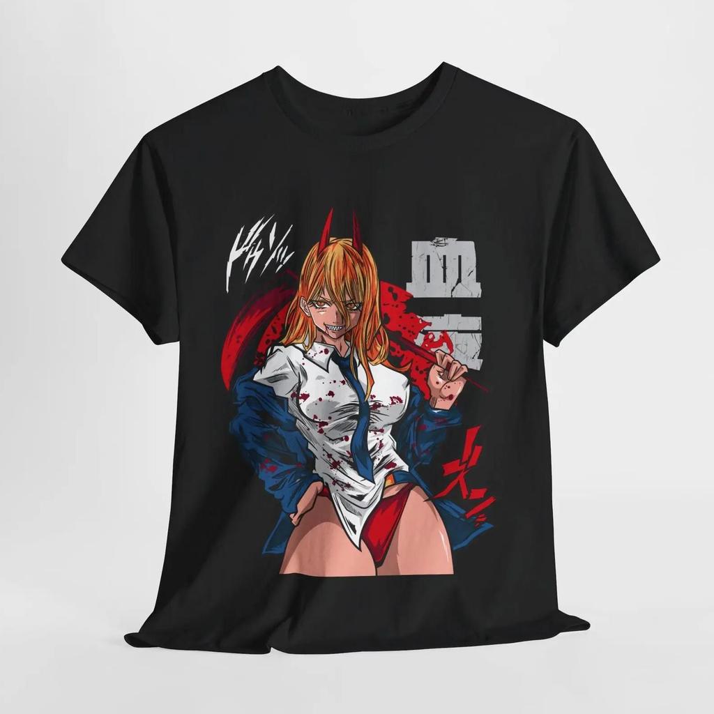 Power Waifu Ecchi Shirt Chainsaw Man Anime Tee T-Shirt Sexy Makima Kawaii Devil