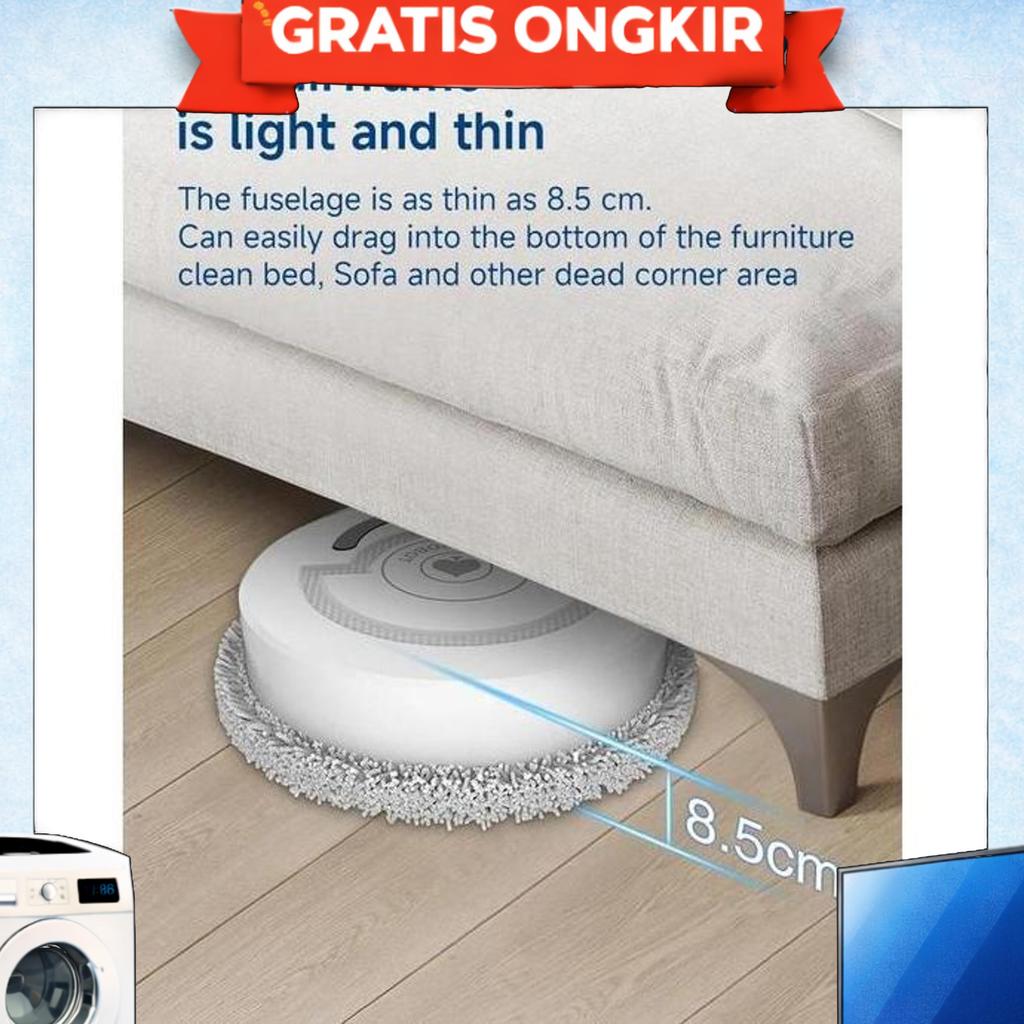 Robot Pel Otomatis Cleam Tdj-08 Pembersih Lantai Pintar Dengan Kain Microfiber, Sensor Cerdas, Desai