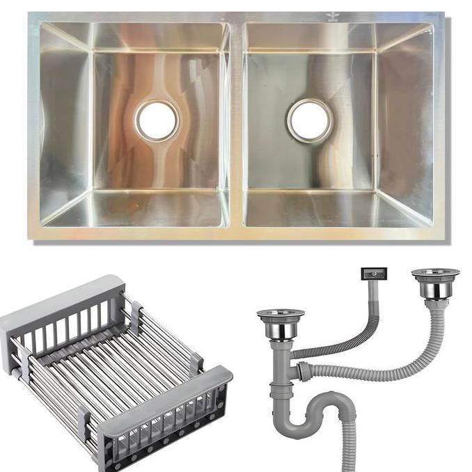 Kitchen Sink Black 2 Lubang Undermount