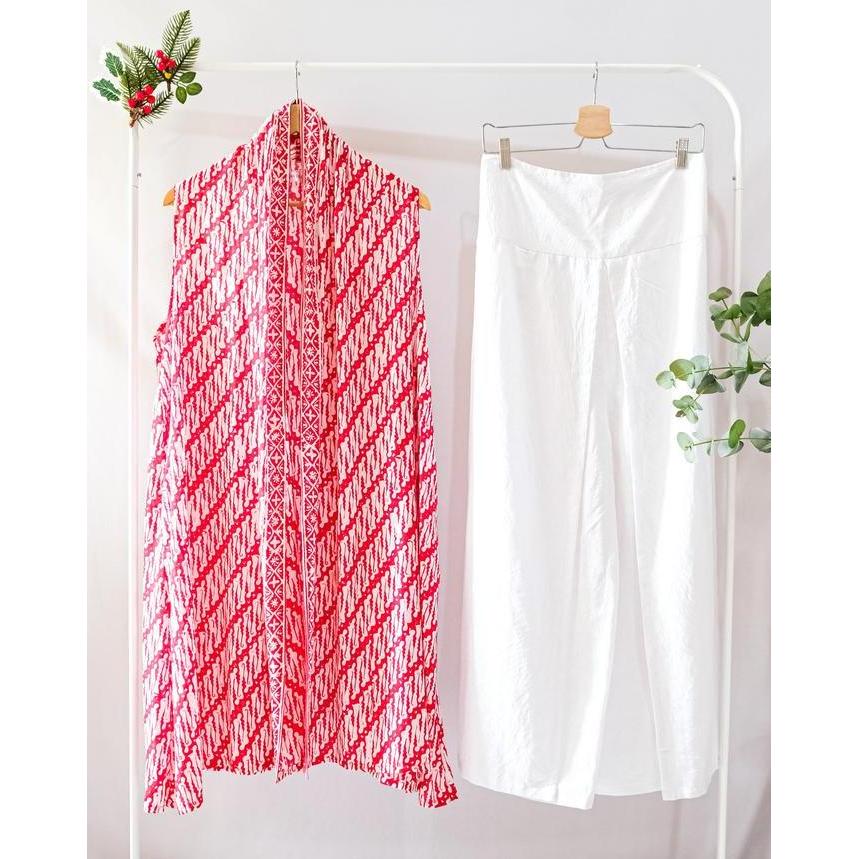 DB207 - ONE SET BATIK OUTER TANPA LENGAN SETELAN BAWAHAN ATASAN BATIK OUTWEAR WANITA KONDANGAN CASUA