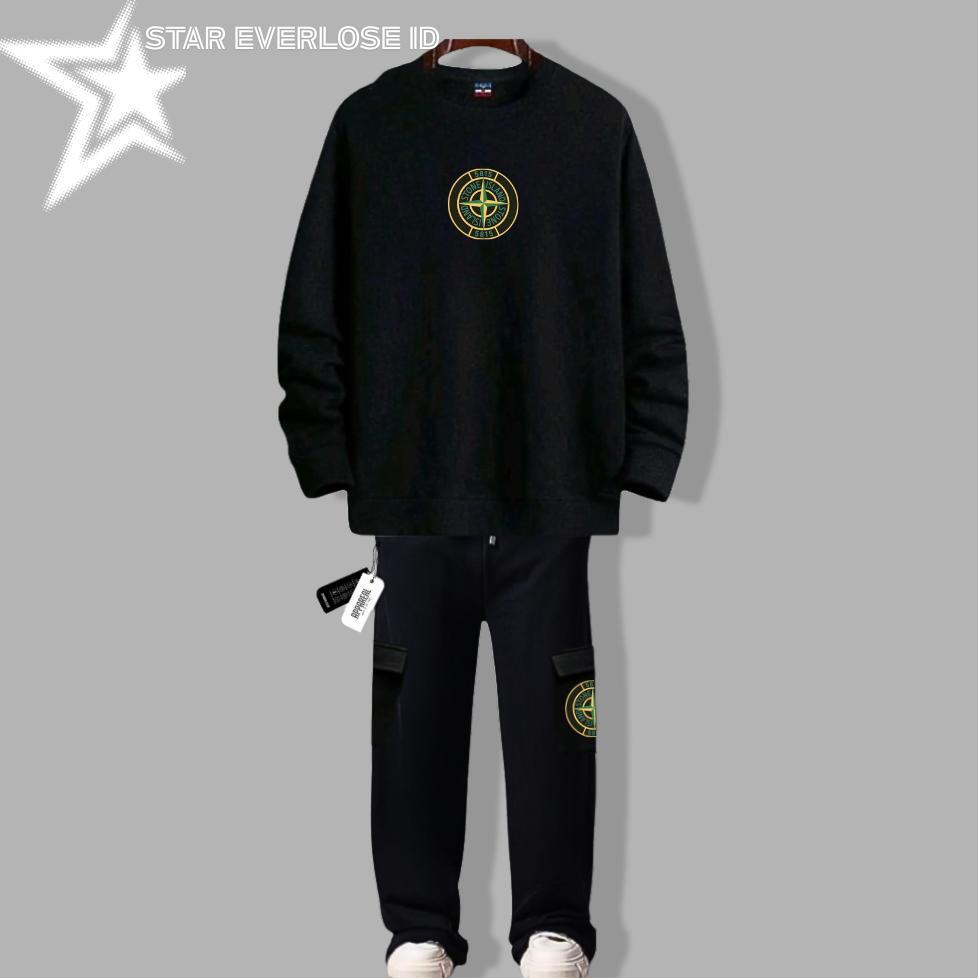 Bergaransi Oneset Crewneck Switer Celana Panjang Cargo Pria Wanita Distro Stelan Sweater Celana Carg