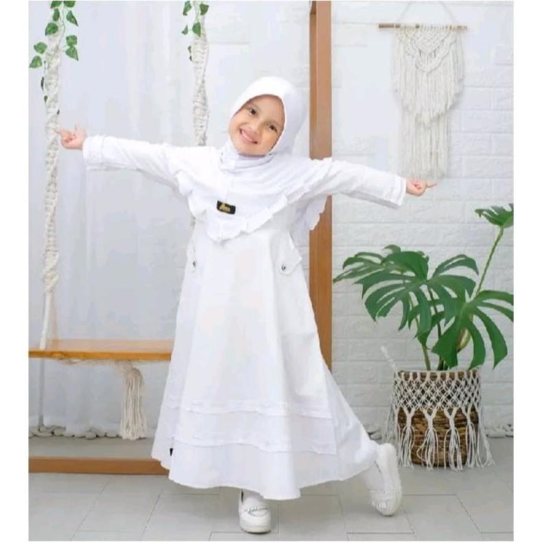 Diskont Gamis Anak Putih Gamis Manasik Haji Set Kerudung Baju Muslim Anak Warna Putih