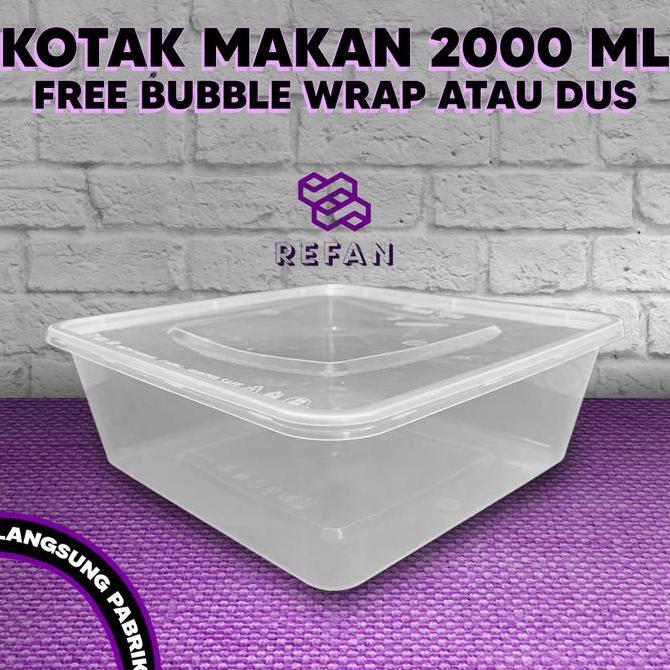 Kotak Makan Persegi 2000Ml - Box Thinwall Food Container 2000Ml