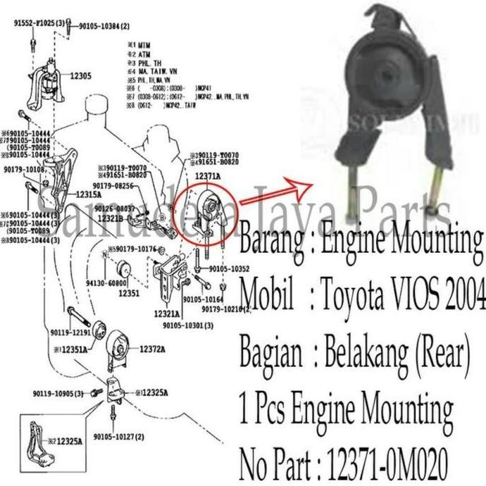Dudukan Mesin Belakang Toyota Vios Gen 1 Engine Mounting Vios Belakang Best Quality