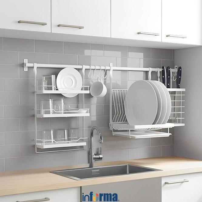 Informa Ward Rak Gantung Dapur Dengan Aksess Putih Rak Dinding Organizer Kabinet Penyimpanan Gantung