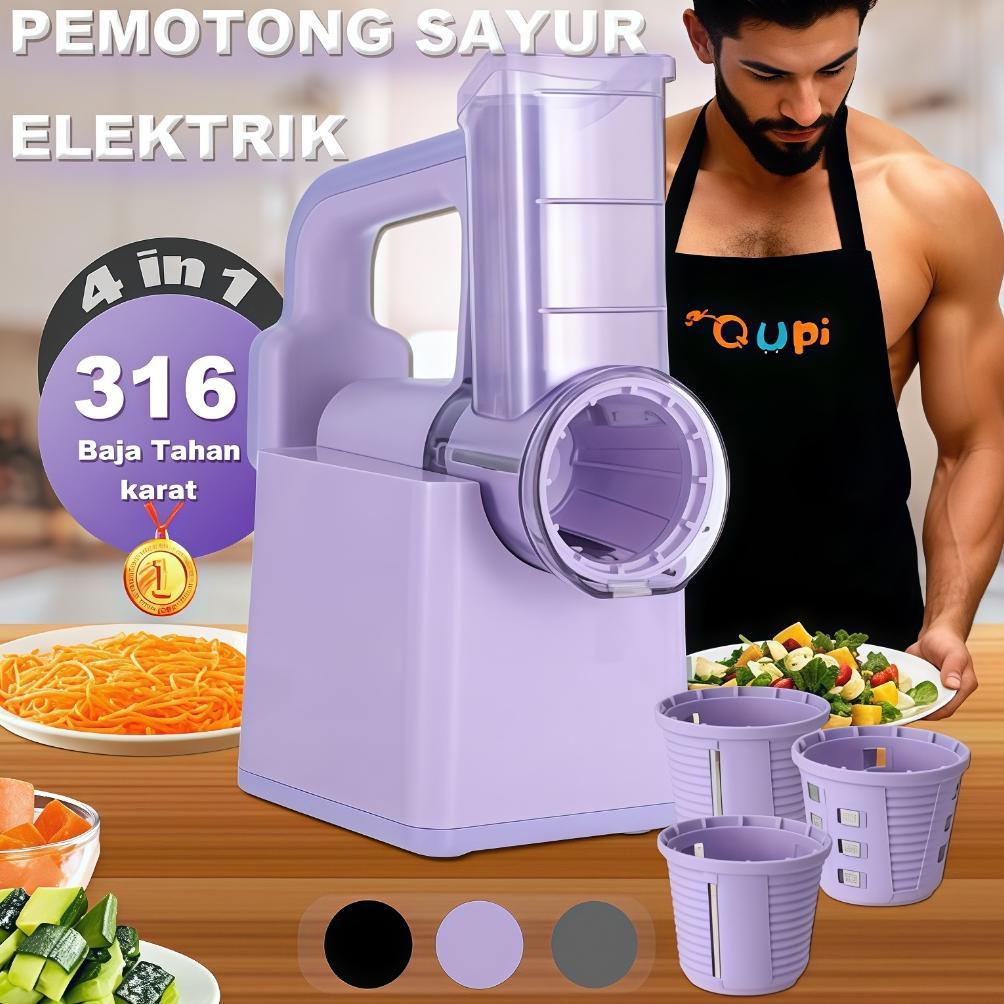 Pemotong Sayuran Listrik Parutan Sayuran Multifungsi Elektrik Parutan Keju Listrik Otomatis 316 Stai